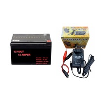 Elektronik Akülü Araç Aküsü 12 Volt 12 Amper Akü Ve Şarj Cihazi Adaptörlü Set Akü + Şarj Cihazi