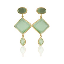 Kadir Jewellery 22 Ayar Altın Kaplama Kadın Sallantılı Küpe -el İşçiliği Ve Hipoalerjenik Küpe Açık Yeşil