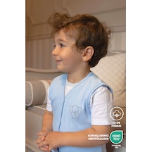 Lilalinda Bebek/çocuk Yelek Mavi %100 Pamuk Nakış Detaylı Mavi Lilalinda Bebek/çocuk Yelek Mavi %100 Pamuk Nakış Detaylı Mavi