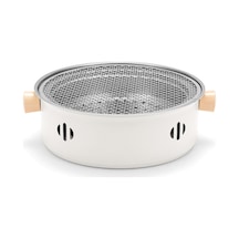 Vkemall Açık Paslanmaz Çelik Barbekü Sobası Kamp Kömür Sobası Taşınabilir Yuvarlak Çay Ocağı Ev Tipi Bölünmüş Barbekü Sobası Beyaz Beyaz