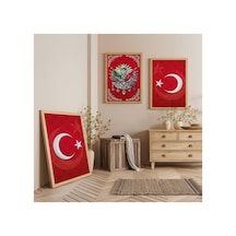 Ahşap Çerçeveli Altının Sessizliği Üçlü Ahşap Tablo Seti