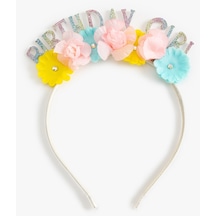 Koton Birthday Girl Taç Çiçek Aplikeli Multıcolor 4skg70025aa Mavi