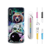 Huawei Y6 2019 Kılıf Kablo Koruyuculu Astronot Panda 1755