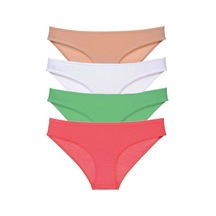 Hubrendy Beru 4 Adet Süper Eko Set Likralı Kadın Slip Külot Ten Pudra Yeşil Fuşya Çok Renkli