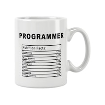 Programmer Nutrition Facts Bilgisayar Programcısı Yazılımcı Baskılı Kupa Bardak Beyaz