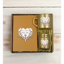 Bk Gift Kişiye Özel İsimli Dtf Anne Temalı Gold Defter & Kahve Fincanı & Mum Hediye Seti-5, Anneye Hediye, Anneler Günü Hediyesi Kobitmeyencom30769 Bk