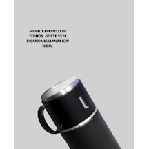 Cosmotex Isıyı Uzun Süre Koruyan 500 Ml Termos Seti Çelik Gövde, 2 Bardaklı, Hediye Kutulu Paslanmaz Çelik