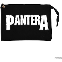 Pantera Logo Siyah Clutch Astarlı Cüzdan / El Çantası