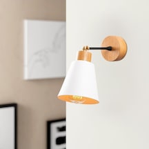 Beyaz Metal Aplik E27 Duvar Lambası 14x25x25 Cm Oturma Odası Aydınlatma, Beyaz-618 Çok Renkli
