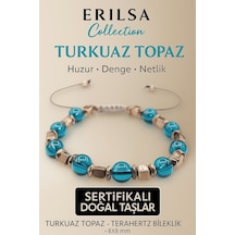 Sertifikalı Turkuaz Topaz Doğal Taş Bileklik - 8x8 Mm Huzur Denge Çok Renkli
