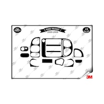Ford Transit 2000-2006 Torpido Konsol Trim Göğüs Maun Kaplama Set 12 Parça Siyah