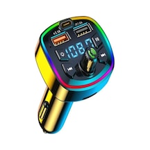 Araç Bluetooth 5.0 Fm Transmitter Cihazı Araba Müzik Mp3 Çalar Sd Kart Okur Oto Çakmaklık Şarj Aleti
