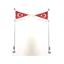 2 Adet Bisiklet Bayrak Direği Dantelli Türk Bayrağı İle Kırmızı