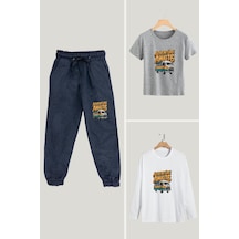 Fyk Kids Erkek Çocuk Mevsimlik 3'lü Set Advanture Yazı Baskılı Alt-üst Takım Çok Renkli