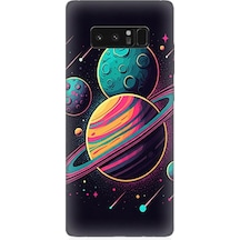 Samsung Galaxy Note 8 Uyumlu Fantezi Evreninde Renkli Gezegenler Desenli Silikon Kılıf Çok Renkli