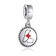 Fubena Hemşire Yazılı Sallantılı Charm Gümüş