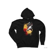 Kırmızı Başlıklı Kız Ve Kurt Siyah Kapşonlu Sweatshirt Hoodie