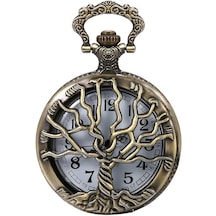 Valkyrie Vintage Hayat Ağacı Motifli Retro Kutulu Köstekli Saat - Cep Saati