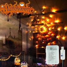 Mor Cadılar Bayramı Led Su Geçirmez Dize Işık Cadılar Bayramı Örümcek Web Işık Pil/usb Uzaktan Tatil Işık Korku Perili Ev Sahne Dekor Pil Mor