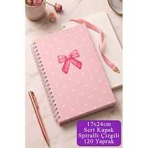 Pembe Sert Kapak Spiralli Çizgili Defter 17x24cm 120 Yaprak 1 Adet Not Defteri Okul Büro Ofis Defteri Mor