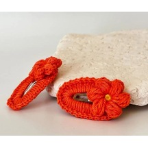 Amigurumi Örgü Çocuk Çiçek Toka Turuncu Tek Ebat Çok Renkli