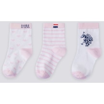 U.S. Polo Assn. U.s. Polo Assn Lisanslı Striped Beyaz Kız Bebek Çorap 5274-30982 Beyaz