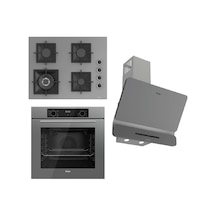 Flowart Silentart Serisi QBL63CPR +D082-SA -  Gri Cam Ankastre Set