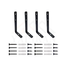 6x11.5cm - 4 Ad Siyah Modern Çelik Raf Altı Ayak - Raf Tutucu Aparat -metal L Raf Demiri