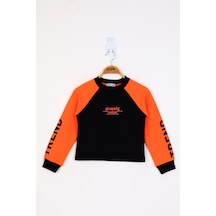 Toontoy Kız Çocuk Stunnig Collar Baskılı Sweatshirt Siyah