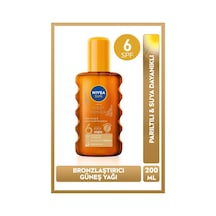Sun Spf6 Bronzlaştırıcı Güneş Yağı 200 Ml,altın Rengi Ve Parıltılı,suya Dayanıklı,e Vitamini,karoten