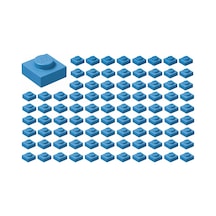 Yedek Parçalar: Plate: 100 Adet 1x1 Plate Parts Plaka Parçası Koyu Azur - Dark Azure 3024