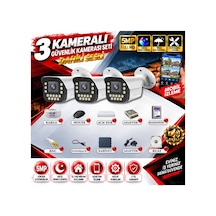 3 Kameralı Sesli Güvenlik Kamerası Seti 5mp Yapay Zeka Gece Renkli Görüş 21 Warm Led Ultra Hd 915ws