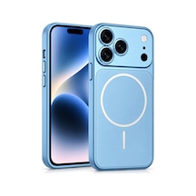 Apple iPhone Uyumlu 15 Pro İçin Apple iPhone Uyumlu 18 Pro Görünümlü Uyumlu Kılıf Kablosuz Şarj Destekli Kamera Lens Korumalı Şık Metal Görünümlü Dayanıklı Arka Kapak Tasarımı H0x2 Buzul Rengi