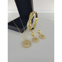 Elti Çatlatan Gold Çelik Takı Seti Gümüş - Rose Gold
