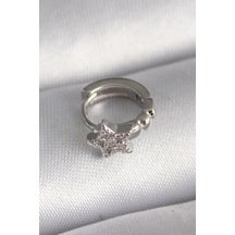 Evyora 316l Çelik Gümüş Renk Zirkon Taşlı Yıldız Model Tragus Piercing Gümüş