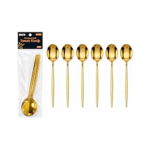 6 Parça Yemek Kaşığı Seti - Gold Renk - Paslanmaz Çelik Çok Renkli