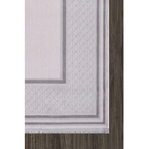 Artemis Halı Mina 09099c Krem Gri Çizgi Desenli Bambu Halı