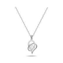 Brezza Lusso Jewelry Gümüş Zirkon Taşlı Çift Kalp Kadın Gümüş Kolye 45 CM
