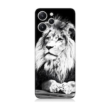 Xiaomi Redmi 12 Uyumlu Silikon Kılıf Siyah Beyaz Aslan