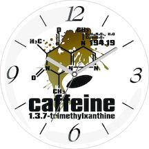 Kahve Kafein Kimyager Çap 30cm Sessiz Akar Bombeli Gerçek Cam Duvar Saati