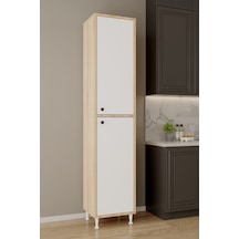 Aeka Ae-2027 Lina 2 Kapaklı Raflı Dar Yüksek Boy Banyo Çok Bölmeli Depolama Dolabı 40x180 Cm Çok Amaçlı Dolap Sonomo - Beyaz