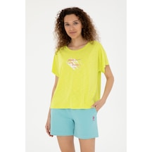U.S. Polo Assn.  Kadın Fıstık Yeşili Bisiklet Yaka Tişört 50284355-VR087