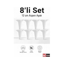 Aspen 12 Cm Beyaz 8'li Set Koltuk Baza Dolap Tv Ünitesi Yatak Odası Konsol Ayağı Beyaz