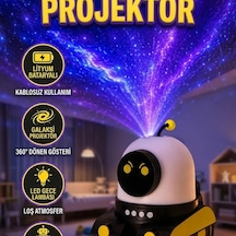 Robot Tasarımlı Lityum Bataryalı Led Gece Lambası Ve Çocuk Projektörü Renkli