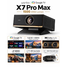 Wanbo X7 Pro Max Google Tv Projeksiyon Cihazı, 1500 Ansı Lümen, Full Hd 1080p, 4k Destekli, Otomatik Odaklama