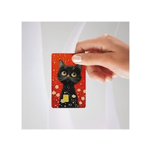 Red Black Kedi Kredi/banka Kartı Kaplama Sticker Tekli Standart