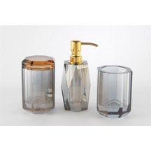 Mikasa Moor Füme Amber Kapaklı Kristal Banyo Seti
