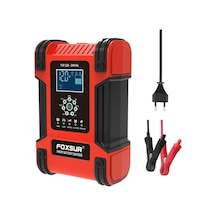 Foxsur 12v 24v 12a Araç Pil Akü Şarj Cihazı 7 Aşamalı Darbe Bakım Kırmızı Lc