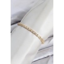 Mey İthalat Cm Model Zirkon Taşlı Vıp Seri Gold Renk Pirinç Kadın Bileklik Açık Mor