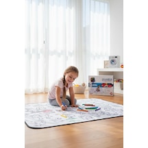 Çocuk Boyama Örtüsü Yıkanabilir 100x150 Cm-eğitici Aktivite Matı Seti Çok Renkli